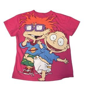 Y2K Size Medium Rugrats Tommy and Chuckie Short Sleeve Graphic T Shirt Custom